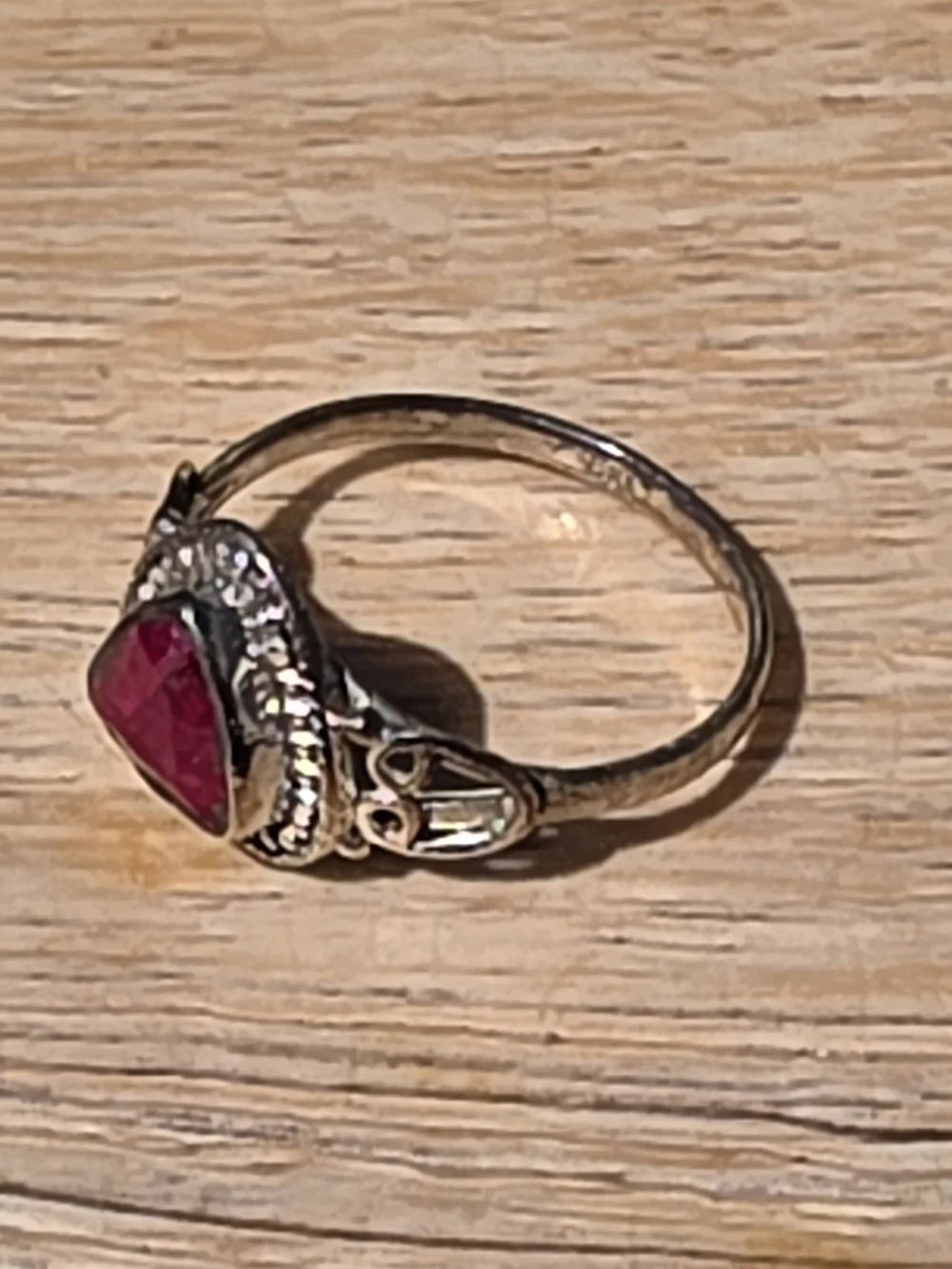 Sterling Silver Ruby Triangle Gemstone Ring